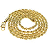 14K Gold Plated Rope Chain Necklace 3MM x 24"