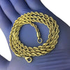 14K Gold  Plated Rope Chain Necklace 4mm x 24"