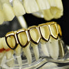 14K Gold Plated Six Open Face Hollow Bottom Teeth Grillz