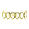 14K Gold Plated Six Open Face Hollow Bottom Vampire Fangs Grillz