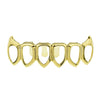 14K Gold Plated Six Open Face Hollow Bottom Vampire Fangs Grillz