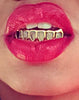 14K Gold Plated Six Open Face Hollow Bottom Vampire Fangs Grillz