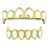 14K Gold Plated Six Open Face Vampire Fangs Grillz Set