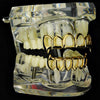 14K Gold Plated Six Open Face Vampire Fangs Grillz Set