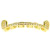 14K Gold Plated Slim Bar Iced CZ Top Half Grillz