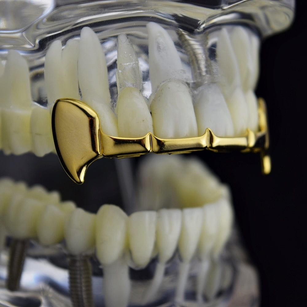 Best Grillz Fang Set 14k Gold Plated - Slim Bar Bottom Row Dracula ...