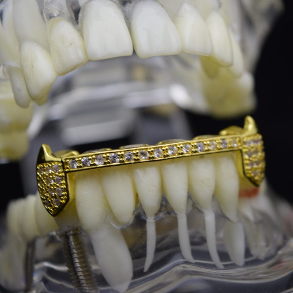 Best Grillz Fang Set 14k Gold Plated - Slim Bar Bottom Row Dracula ...
