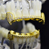 14K Gold Plated Slim CZ Slim Bar Vampire Fangs Grillz Set