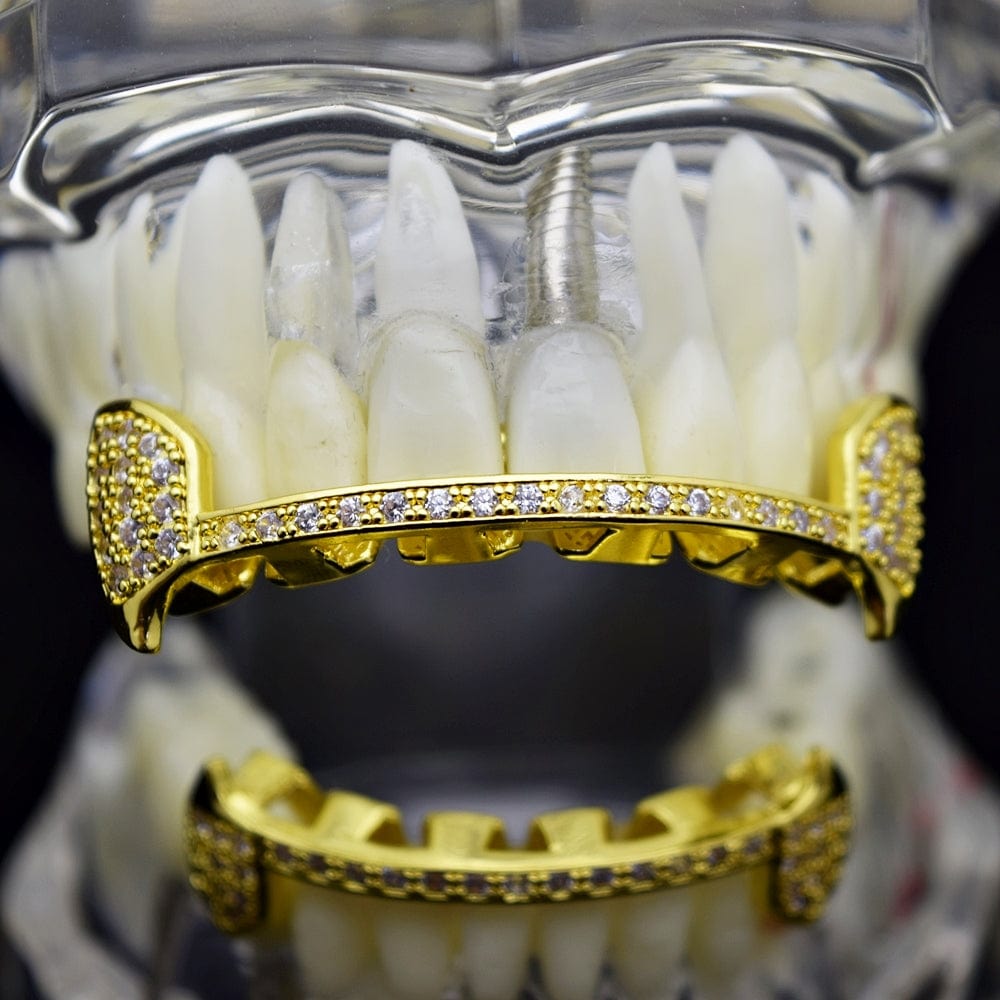 Best Grillz Fang Set 14k Gold Plated - Slim Bar Bottom Row Dracula ...