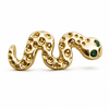 14k Gold Plated Snake Green CZ Eyes Serpent Grillz Top Front Teeth Double Grill