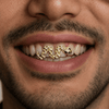 14k Gold Plated Snake Green CZ Eyes Serpent Grillz Top Front Teeth Double Grill