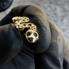 14k Gold Plated Snake Green CZ Eyes Serpent Grillz Top Front Teeth Double Grill