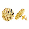 14k Gold Plated Solid 925 Silver "Gold Nugget" Big Round Circle 16mm Earrings