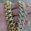 14K Gold Plated Spike Chain 24" Inch X 25MM