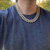 14K Gold Plated Spike Chain Necklace 20" Inch X 25MM