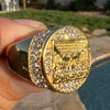 14K Gold Plated The Last Supper Round Ring Stainless Steel Iced Flooded Out