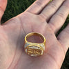 14K Gold Plated The Last Supper Round Ring Stainless Steel Iced Flooded Out