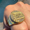 14K Gold Plated The Last Supper Round Ring Stainless Steel Iced Flooded Out