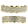 14K Gold Plated Three-Row Iced Grillz Set