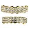 14K Gold Plated Three-Row Iced Grillz Set