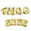 14K Gold Plated Thug Life Teeth Top & Bottom Grillz Set