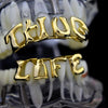 14K Gold Plated Thug Life Teeth Top & Bottom Grillz Set
