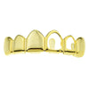 14K Gold Plated Top Left Two Teeth Open Face Grillz