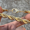 14k Gold Plated Twisted Rope Chain Bracelet  9" x 10MM Thick