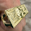 14k Gold Plated Two Finger $100 Dollar Bill Money Double Ring