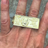 14k Gold Plated Two Finger $100 Dollar Bill Money Double Ring