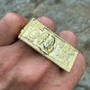 14k Gold Plated Two Finger $100 Dollar Bill Money Double Ring