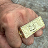 14k Gold Plated Two Finger $100 Dollar Bill Money Double Ring