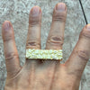 14k Gold Plated Two Finger "Gold Nugget" Rectangular Ring 2 Fingers