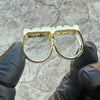 14k Gold Plated Two Finger "Gold Nugget" Rectangular Ring 2 Fingers