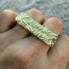 14k Gold Plated Two Finger "Gold Nugget" Rectangular Ring 2 Fingers