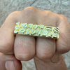 14k Gold Plated Two Finger "Gold Nugget" Rectangular Ring 2 Fingers