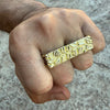 14k Gold Plated Two Finger "Gold Nugget" Rectangular Ring 2 Fingers