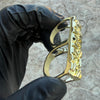 14k Gold Plated Two Finger "Gold Nugget" Rectangular Ring 2 Fingers