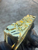 14k Gold Plated Two Finger "Gold Nugget" Rectangular Ring 2 Fingers