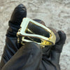14k Gold Plated Two Finger "Gold Nugget" Rectangular Ring 2 Fingers