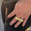 14k Gold Plated Two Finger "Gold Nugget" Rectangular Ring 2 Fingers