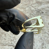 14k Gold Plated Two Finger "Gold Nugget" Rectangular Ring 2 Fingers