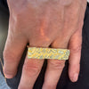 14k Gold Plated Two Finger "Gold Nugget" Rectangular Ring 2 Fingers