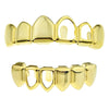14K Gold Plated Two Open Sides Teeth Grillz Set