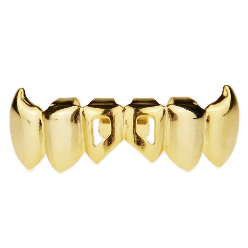 14K Gold Plated Two-Open Vampire Fang Bottom Teeth Grillz