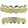 14K Gold Plated Two-Row Iced Teeth Grillz Set