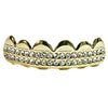 14K Gold Plated Two Row Iced Top Teeth Grillz