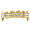 14K Gold Plated Two Row Iced Top Teeth Vampire Fangs Grillz