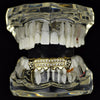 14K Gold Plated Two-Row Side Bling Iced Bottom Grillz