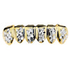 14K Gold Plated Two Tone Diamond-Cut w/Silver Bottom Grillz